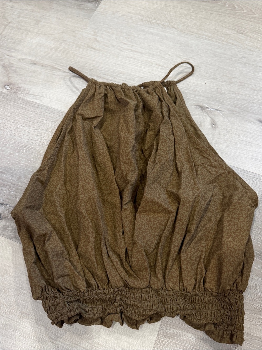 Gillia Brown Halter Smocked-Waist Camisole